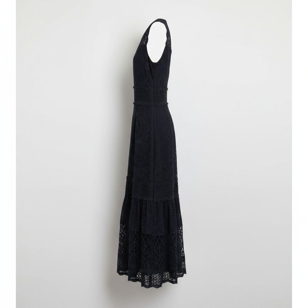 Antonio Melani Dress Women’s Sz 2 Navy Lace Midi Sleeveless Fit & Flare Cocktail - Picture 3 of 13